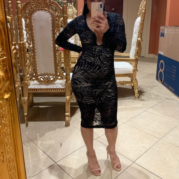 Bebe Black lace midi Dress - Picture 2 of 4